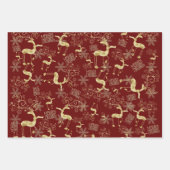 Feuille De Papier Cadeau Motif de rennes d'or et d'argent (Devant 2)