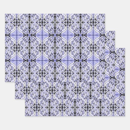 Feuille De Papier Cadeau Motif de répétition Abstrait blanc pourpre (Lot)