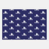 Feuille De Papier Cadeau Motif de requin bleu et blanc avec nom Boy (Devant 2)