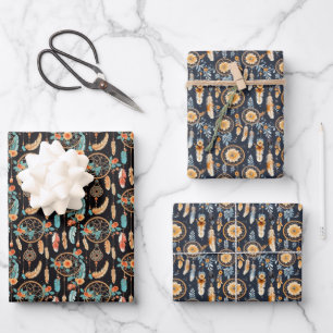 Feuille De Papier Cadeau Motif de rêve fleuri Cute Boho