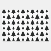 Feuille De Papier Cadeau Motif de sapin noir et blanc (Devant 3)