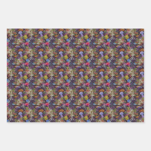 Feuille De Papier Cadeau Motif de Sea Life Grunge (Devant)
