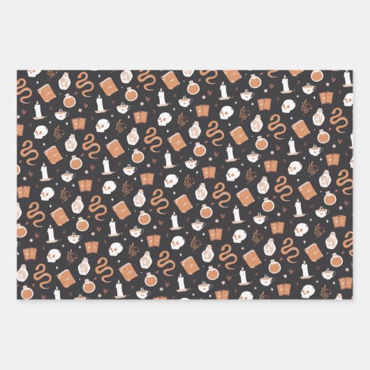 Feuille De Papier Cadeau Motif de serpent crânien Mystic Boho (Devant)