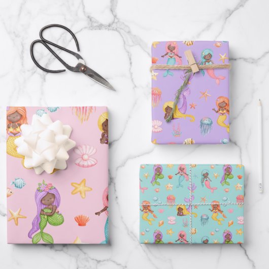 Feuille De Papier Cadeau Motif de sirène (Recto)
