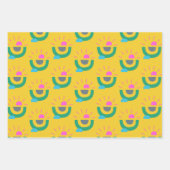 Feuille De Papier Cadeau Motif de soleil Abstrait géométrique rétro (Devant)