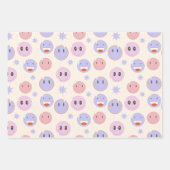 Feuille De Papier Cadeau Motif de sourire heureux violet (Devant 3)