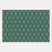 Feuille De Papier Cadeau Motif de style Art déco en vert turquoise (Devant 3)