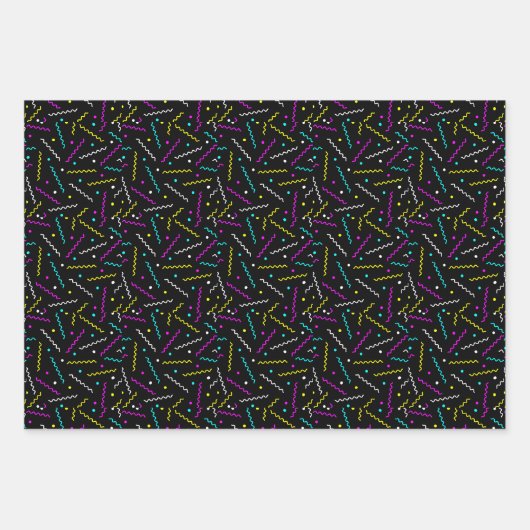 Feuille De Papier Cadeau Motif de style Neon Memphis (Devant)