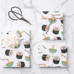 Feuille De Papier Cadeau Motif de sushis et nouilles