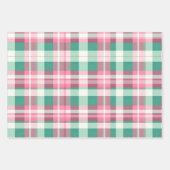 Feuille De Papier Cadeau Motif De Tartan Rose Et Vert Fâcheux (Devant 3)