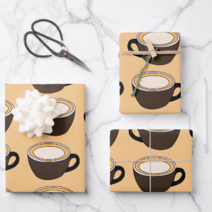 Feuille De Papier Cadeau Motif de tasse de café