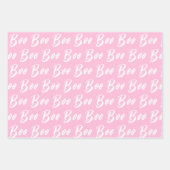 Feuille De Papier Cadeau Motif de texte du livre rose clair d'Halloween (Devant)