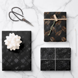 Feuille De Papier Cadeau Motif de texture noir et Brown esthétique