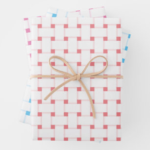Feuille De Papier Cadeau Motif de tissage rose et bleu personnalisable