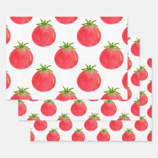 Feuille De Papier Cadeau Motif de tomate aquarelle (Lot)