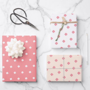 Feuille De Papier Cadeau Motif de trèfle chanceux rose festif moderne migno