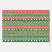 Feuille De Papier Cadeau Motif de tricot rouge et vert (Devant)
