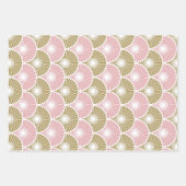Feuille De Papier Cadeau Motif de vague en demi-cercle rose et laiton (Devant 3)