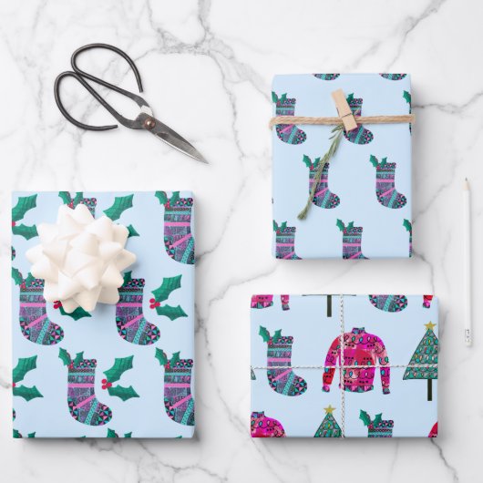 Feuille De Papier Cadeau Motif de veille de Noël mignon (Recto)