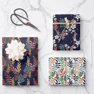 Feuille De Papier Cadeau Motif de verdure botanique coloré élégant