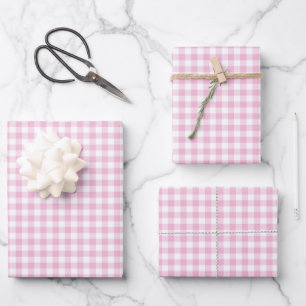 Feuille De Papier Cadeau Motif de vérification En vichy rose