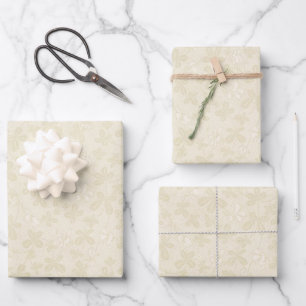 Feuille De Papier Cadeau Motif de vignes florales rétro vintage neutre