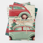 Feuille De Papier Cadeau Motif de voiture de Noël (En situation)