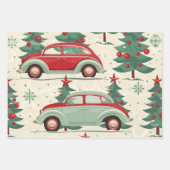 Feuille De Papier Cadeau Motif de voiture de Noël (Devant)