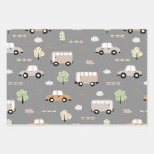 Feuille De Papier Cadeau Motif de voiture et de bus (Devant 3)