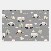 Feuille De Papier Cadeau Motif de voiture et de bus (Devant)
