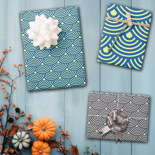 Feuille De Papier Cadeau Motif d'écailles de poisson de style japonais