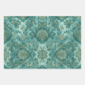 Feuille De Papier Cadeau Motif d'écailles de sirène Aqua Pearlescent & Or (Devant 2)