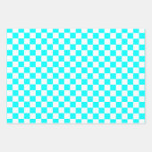 Feuille De Papier Cadeau Motif d'échecs rétro rose bleu (Devant 3)