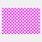 Feuille De Papier Cadeau Motif d'échecs rétro rose bleu (Devant 2)