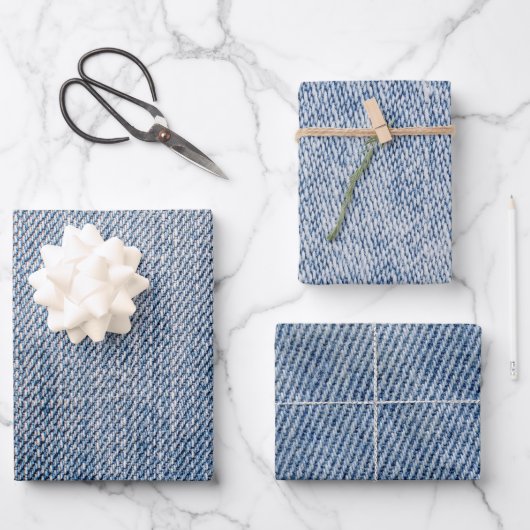 Feuille De Papier Cadeau Motif Denim (Recto)