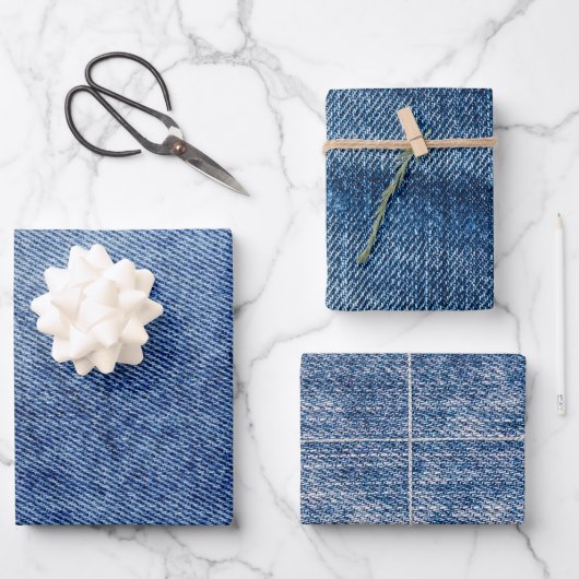 Feuille De Papier Cadeau Motif Denim (Recto)