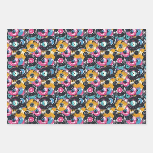 Feuille De Papier Cadeau motif d'enregistrement cool rétro (Devant 3)