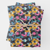 Feuille De Papier Cadeau motif d'enregistrement cool rétro (En situation)