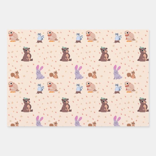 Feuille De Papier Cadeau Motif des animaux plats automne/automne (Devant)
