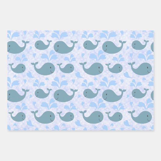 Feuille De Papier Cadeau Motif des baleines bleues (Devant)