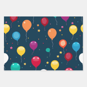 Feuille De Papier Cadeau Motif des ballons d'anniversaire très heureux