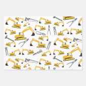 Feuille De Papier Cadeau Motif des camions et des outils de construction de (Devant 2)
