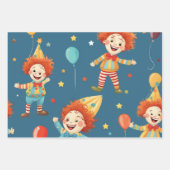Feuille De Papier Cadeau Motif des Clowns d'Anniversaire (Devant 3)