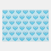 Feuille De Papier Cadeau Motif Des Coeurs Bleus (Devant 3)