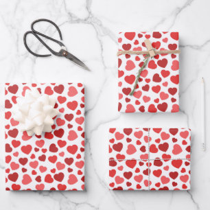 Feuille De Papier Cadeau Motif Des Coeurs, Coeurs Rouges, Motif Des Coeurs