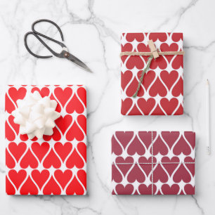 Feuille De Papier Cadeau Motif des Coeurs rouges de la Saint Valentin