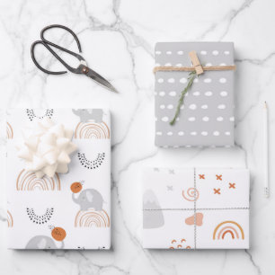 Feuille De Papier Cadeau Motif des éléphants arc-en-ciel