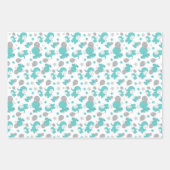 Feuille De Papier Cadeau Motif Des Eléphants Bleus, Eléphants Mignons, Étoi (Devant 3)