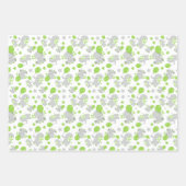 Feuille De Papier Cadeau Motif Des Eléphants, Eléphants Mignons - Grey Vert (Devant)