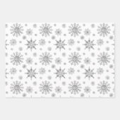 Feuille De Papier Cadeau Motif des flocons de neige gris argent (Devant)
